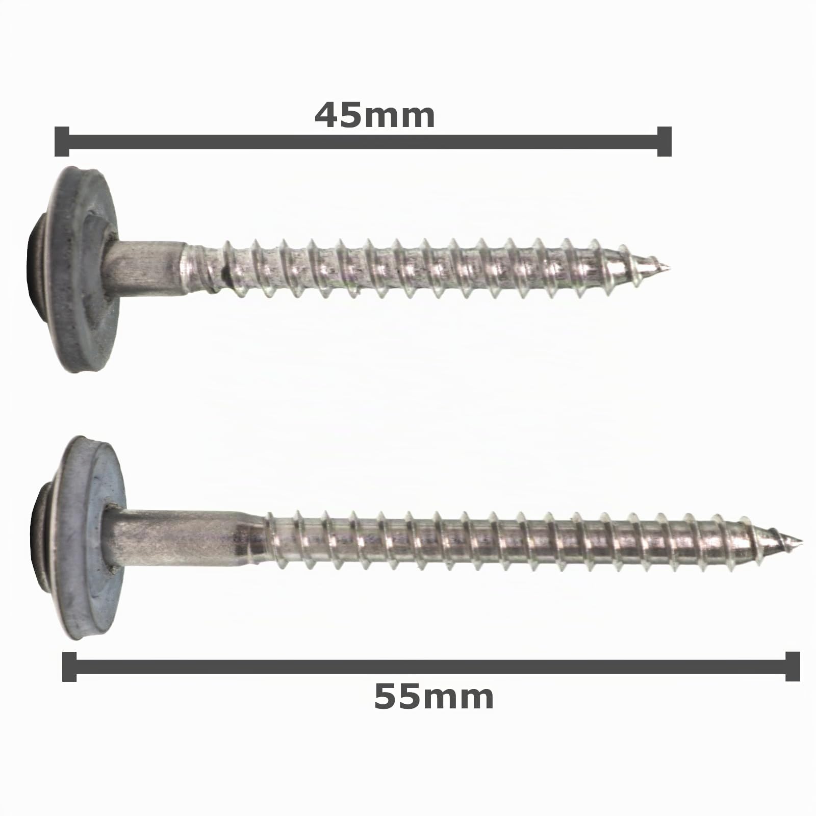 200 Stück Abstandhalter 76/18 Sinus Wellplatten + Spenglerschrauben 4,5x45 | Schrauben in Edelstahl V2A A2 mit 15mm EPDM Dichtscheibe; Lichtplatten