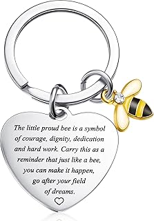 Yaomiao Bee Keyring Bee Gifts for Women Colleagues Leaving Gifts Funny Inspirational Gifts Inspirational Keyring with Wish Card and Envelope for Coworker Appreciation Gift Goodbye Farewell Gift