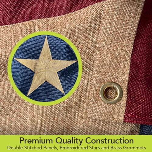 Burlap Patriotic Bunting USA 72" x 36" Pleated Banner with Grommets by Briarwood Lane - Image 4