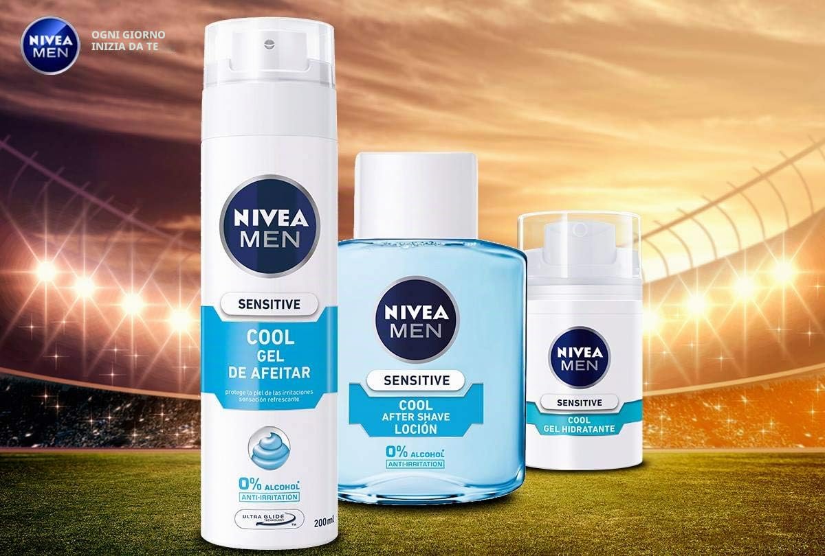 NIVEA MEN Sensitive Cool Lozione After Shave in confezione da 6 (6 x 100 ml), con 0% alcool per lenire le irritazioni, lozione lenitiva per la cura della pelle sensibile