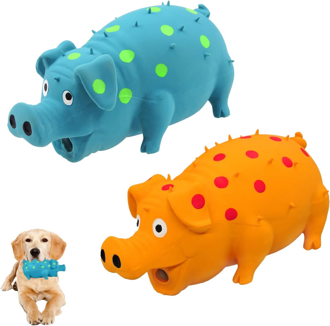 Andiker Juguetes Chirriantes para Perro, 2 Piezas, Mordedor con Sonido