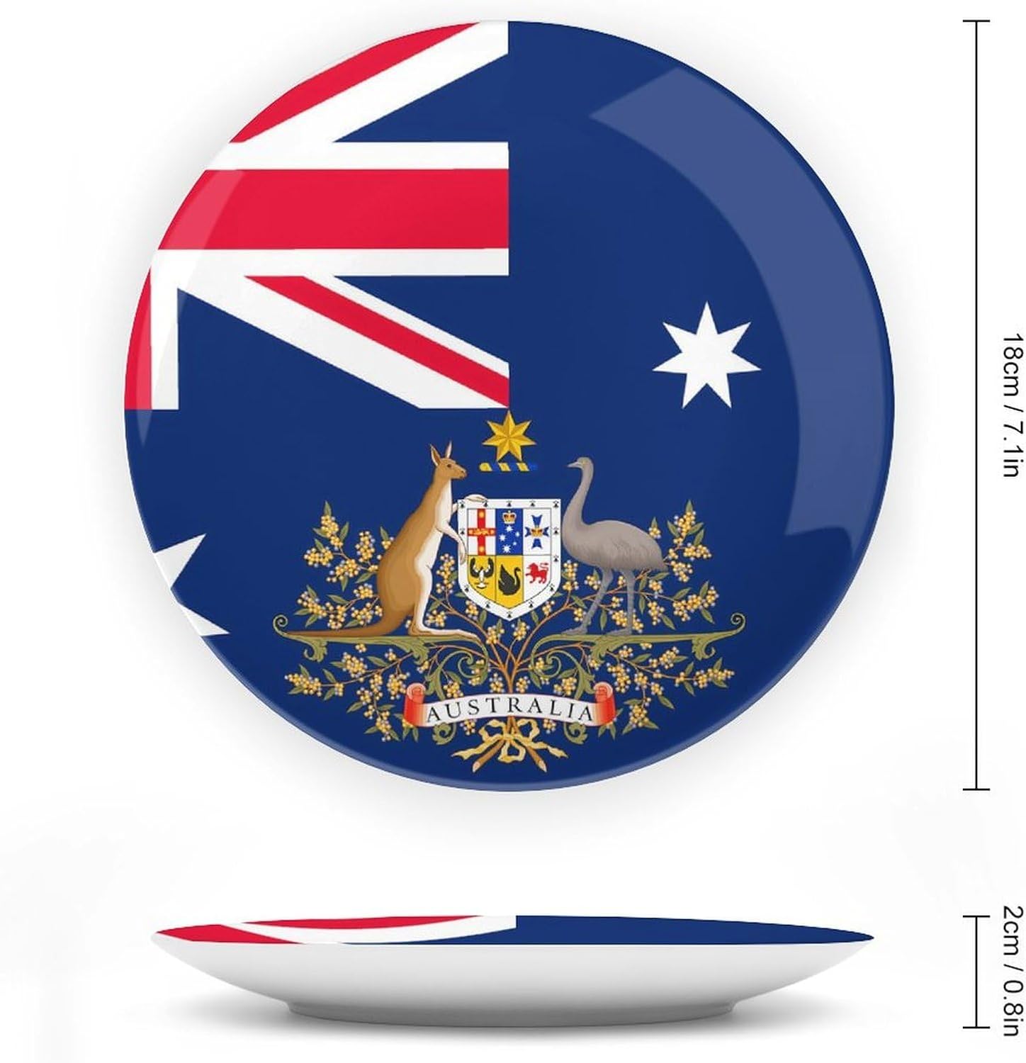 Flag of Australia Australian Coat of Arms Decorative Plates for Display Ceramic Plate Tray with Stand Hanger Home Decor