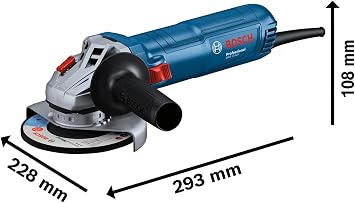 Bosch Professional Corded Angle Grinder GWS 12-125 (220-240 V, disc Ø: 125mm, Auxiliary Handle, incl. Protective Guard, Backing Flange, Locking nut, Two-Hole Spanner)