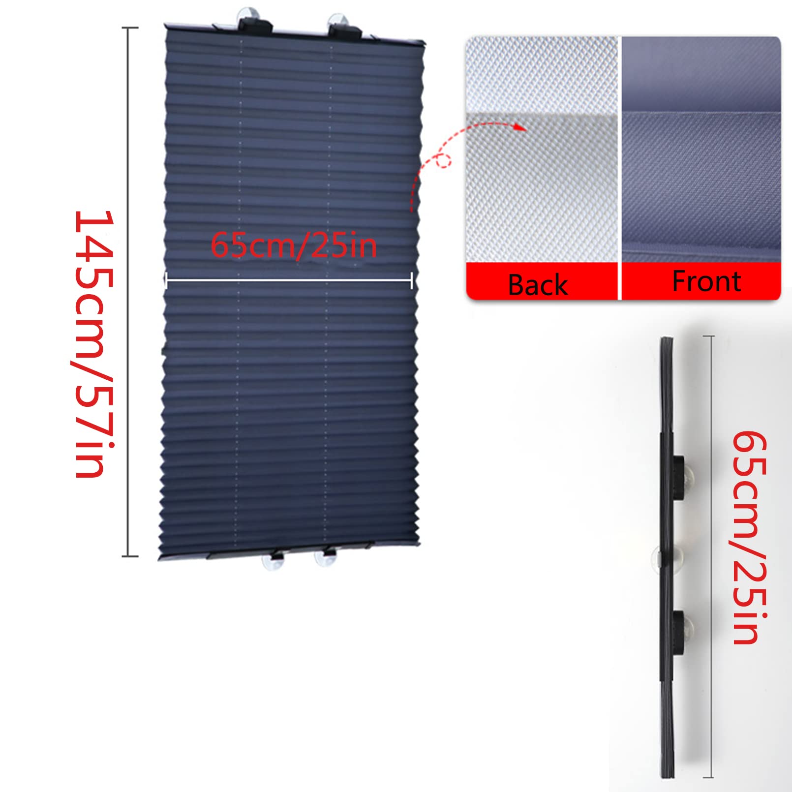 Saugnapf-Rollos ohne Bohren, Verdunkelungsrollo, Plissee-Rollo for Sichtschutz, Sonnenschutz for den Balkon, einziehbar, ohne Bohren, for Grass Home(65x145cm/25x57in)