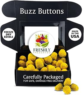 Buzz Buttons Edible Flowers for Cocktails & Desserts - 20 USA Grown Flowers for Drink Garnish - Freeze-dried Spilanthes/Szechuan Button/Acmella Oleracea Flowers (0.2 oz)