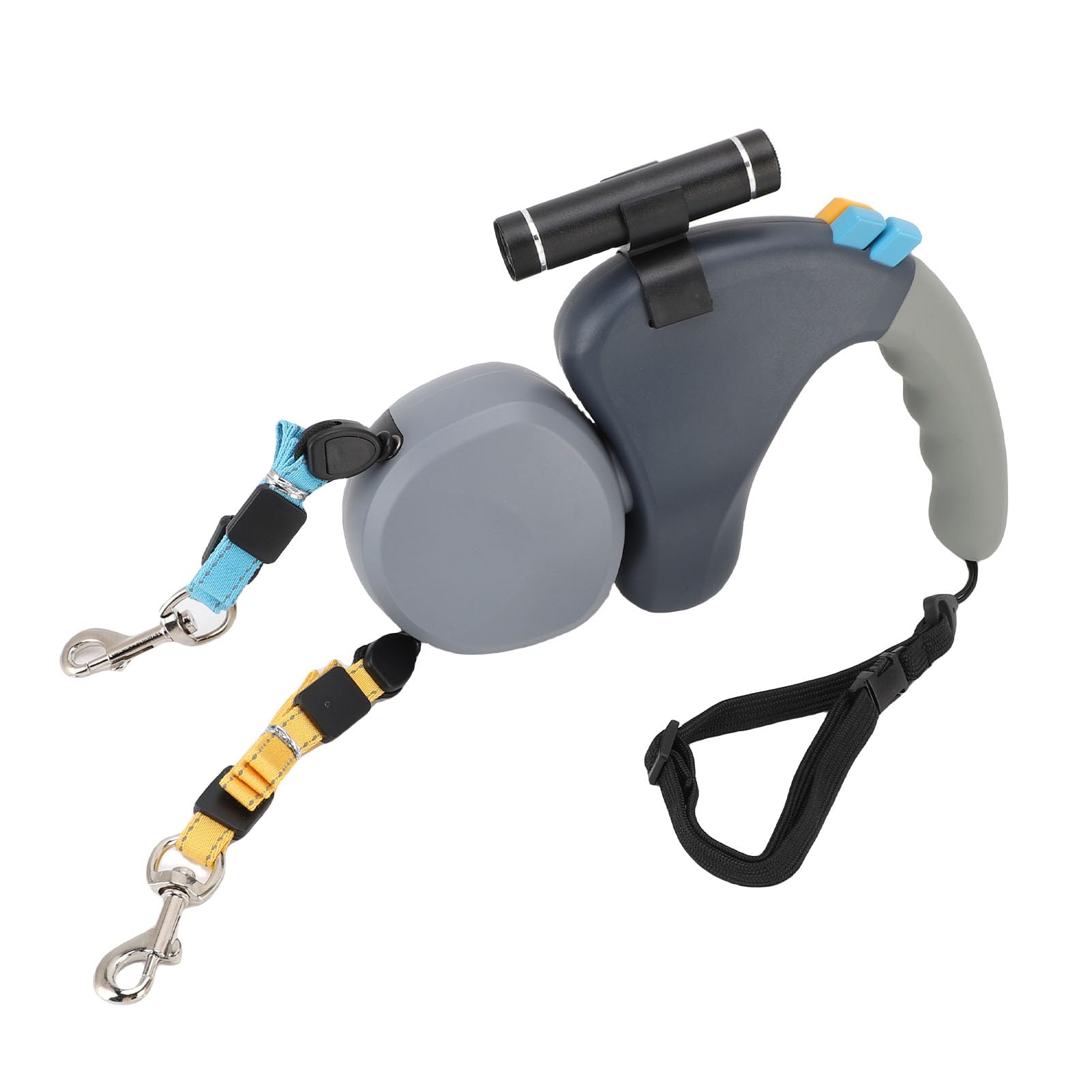 Fabater Correa Retráctil Giratoria de 360° para 2 Perros con Luz LED, Correa Doble para Perros para Pequeños y Medianos, Control Independiente, Amortiguador sin Enredos para Pasear a Dos (Grey)