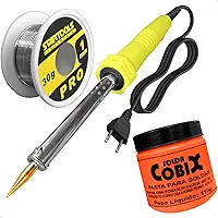 Kit Ferro de Solda 127V 40W + Pasta de Solda + Solda Estanho Manunteçao Placa Eletronicos