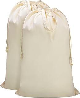 Thick Canvas sturdy Cotton Laundry Bag with Handles & Drawstring Closure