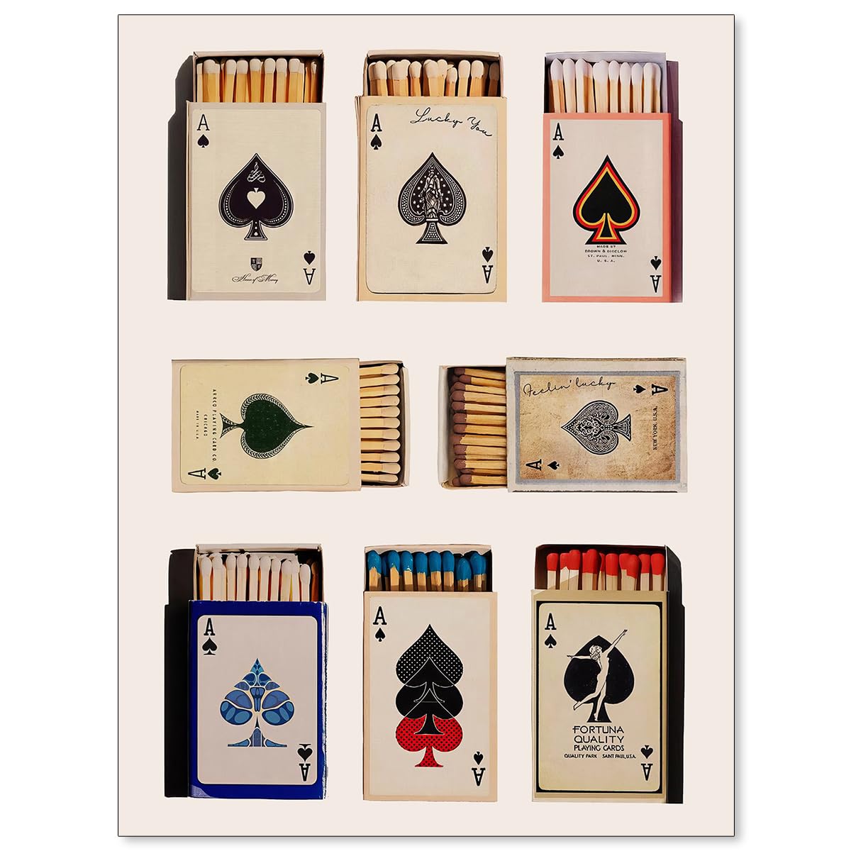 enttgo Ace of Spades Playing Card Poster Fashion Poker Canvas Wall Art Vintage Minimalist Prints Modern Trendy Bar Cart Wall Decor for Dorm Room Bedroom 08x10 inch Unframed