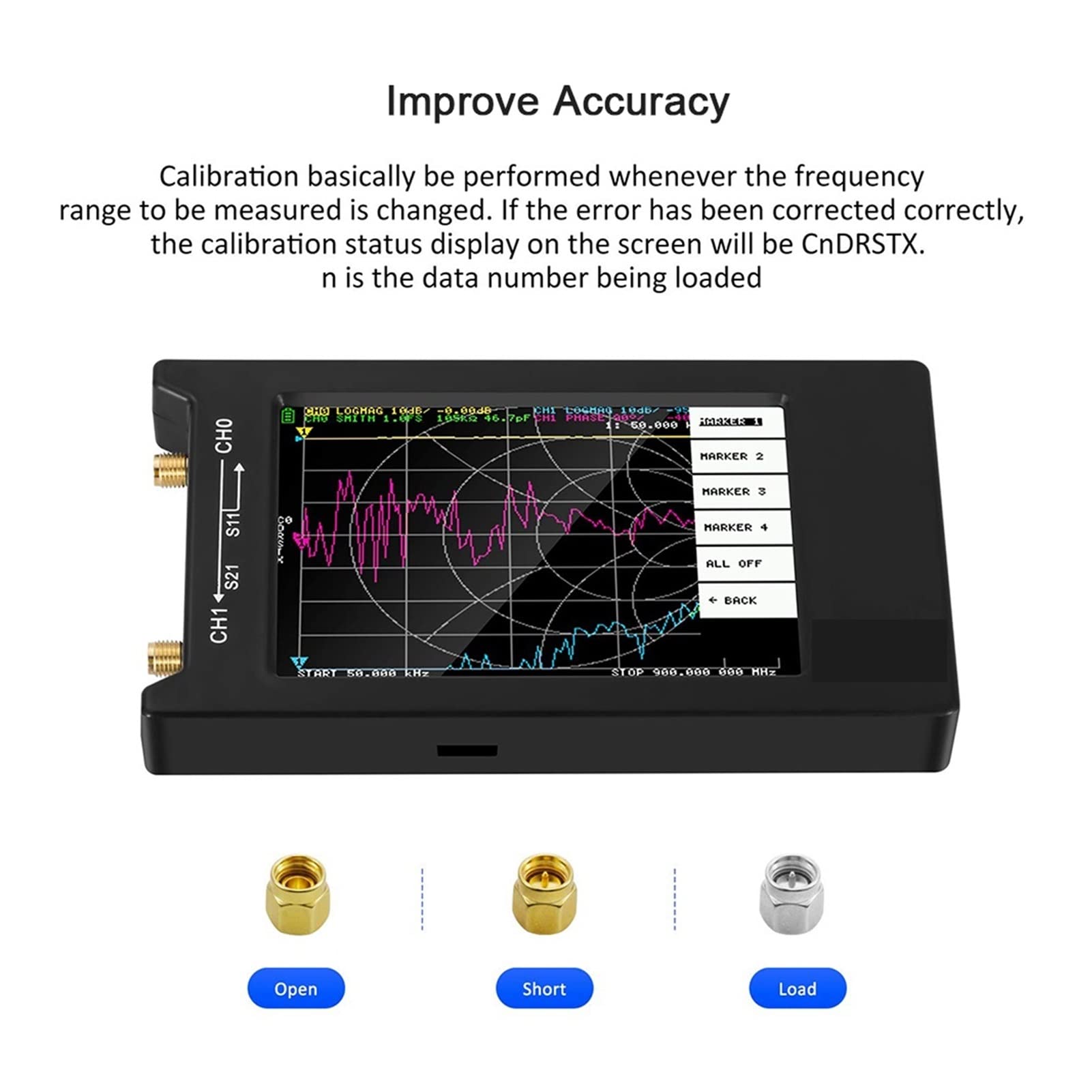 Spektrumanalysator, Vektor-Netzwerkanalysator 10K-1,5 GHz HF VHF UHF Antennenanalysator Messung der Parameter, Spannungswellenverhältnis, Phase, Verzögerung, Smith -Diagramm mit 2,8 '' Touchscreen