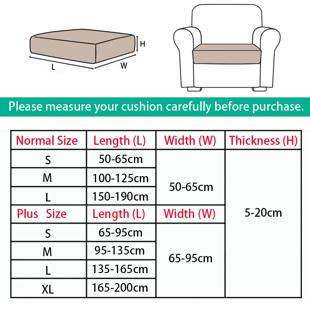 Funda de cojín de Asiento de sofá de Terciopelo Supersuave para Sala de Estar Protector elástico elástico en Forma de L Funda de sofá para sillón de Esquina-Beige, Talla Grande (L)-1pc
