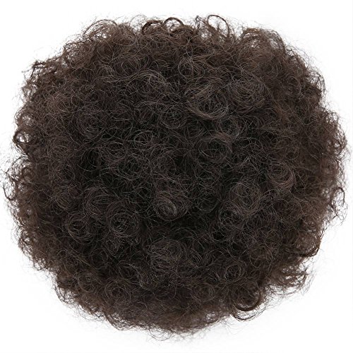 Armmu 8Inch Short Afro Kinky Curly Hair Updo Wrap Synthetic Hair Drawstring High Puff Ponytail Hair Extension Afro Bun for Natural Hair With 2 Clips(#4)