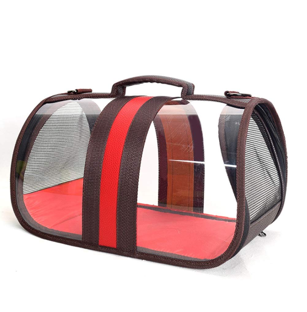 Sac à dos pour chat transport panoramique transparent rouge 43cm