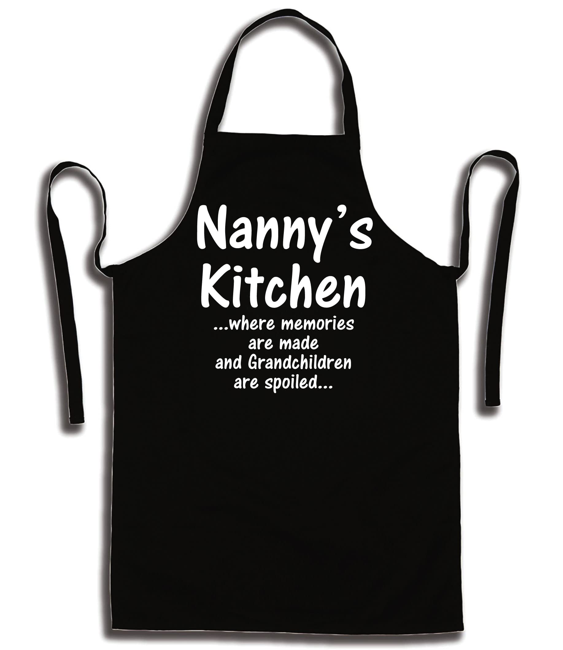 Shoebob Women's Black Nannys Kitchen Apron Grandma Gift - Great Nan Gift And Ideal Nanny Chef Apron Gift From The Grandchildren - Kitchen Gift For Grandma On Mothers Day - Birthday, Nans Apron Gift For Grandma