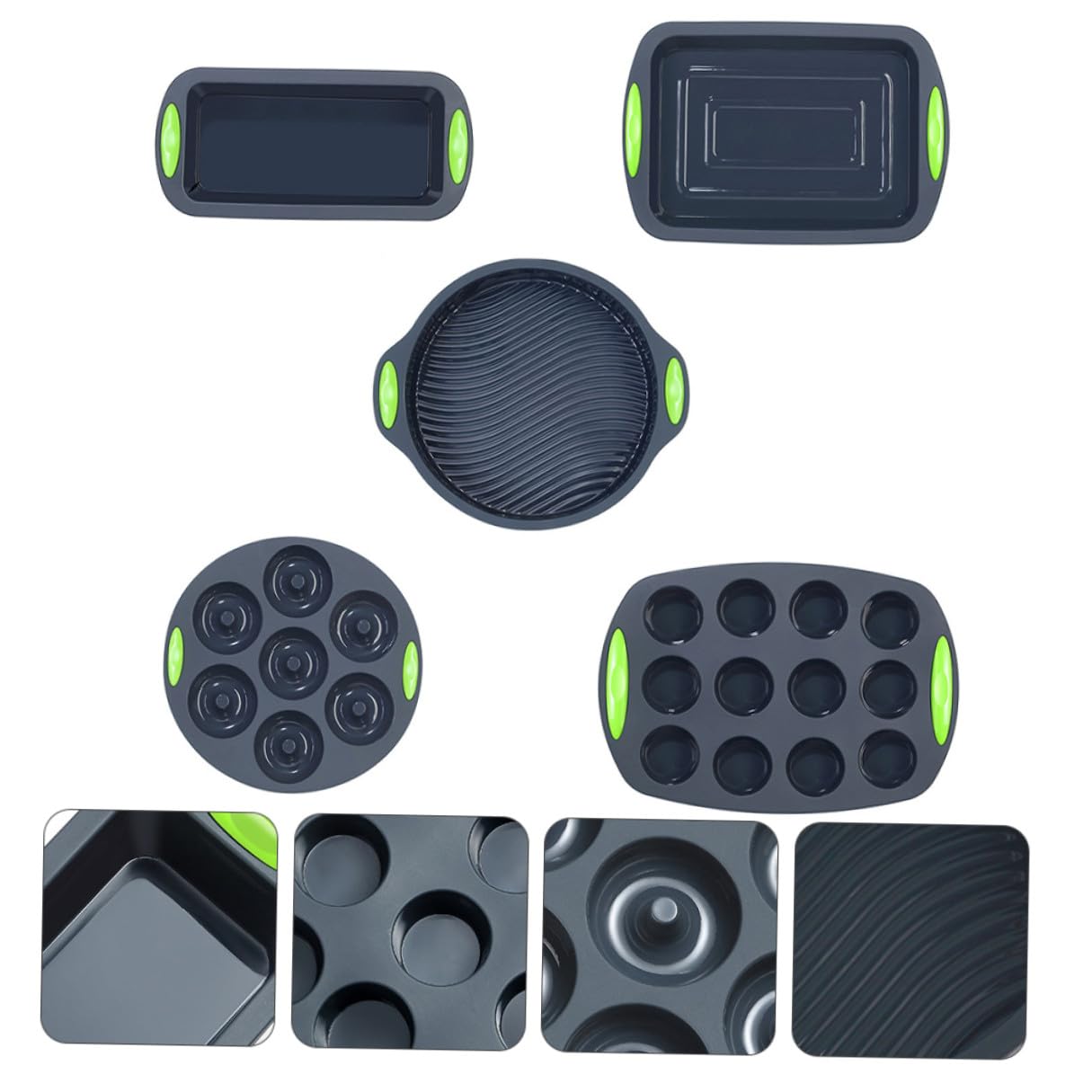 Beavorty Molde para Hornear Pasteles y Pan Kit de 5 Moldes de Silicona Resistentes para Repostería en Cocina Gris Práctico para Uso Diario
