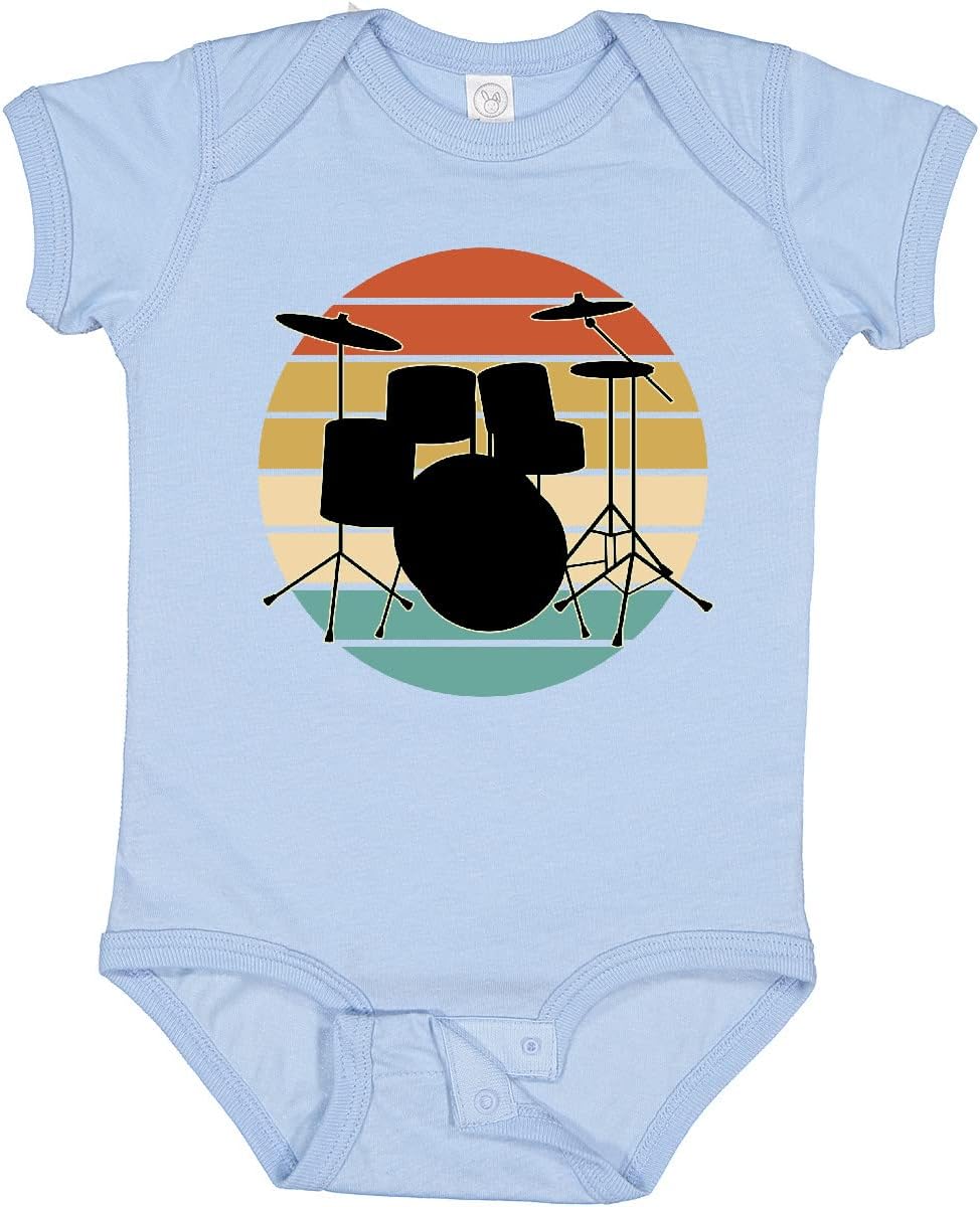 inktastic Drum Set Retro Drummer Sunset Baby Bodysuit