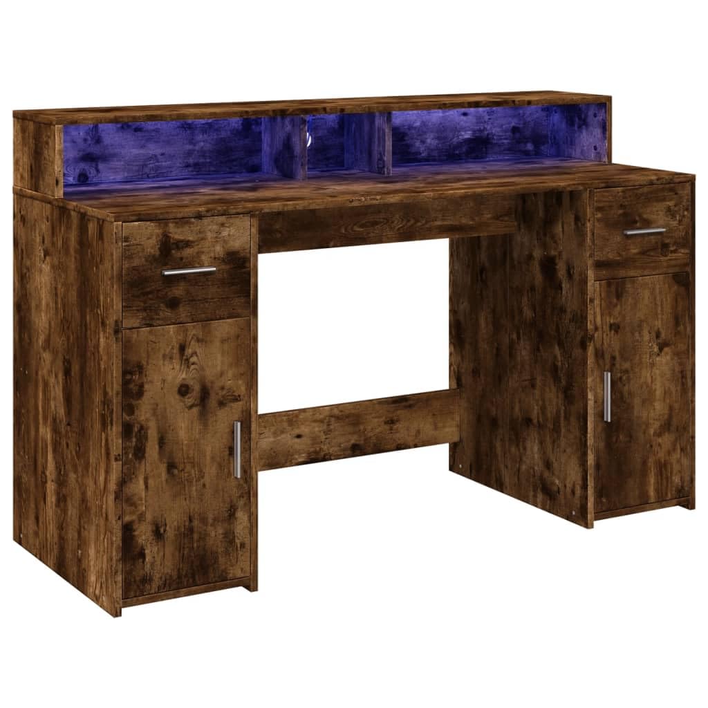 Homgoday Scrivania a LED per computer, ufficio, ufficio, ufficio, soggiorno, studio, incenso, 140 x 55 x 91 cm, materiale in legno