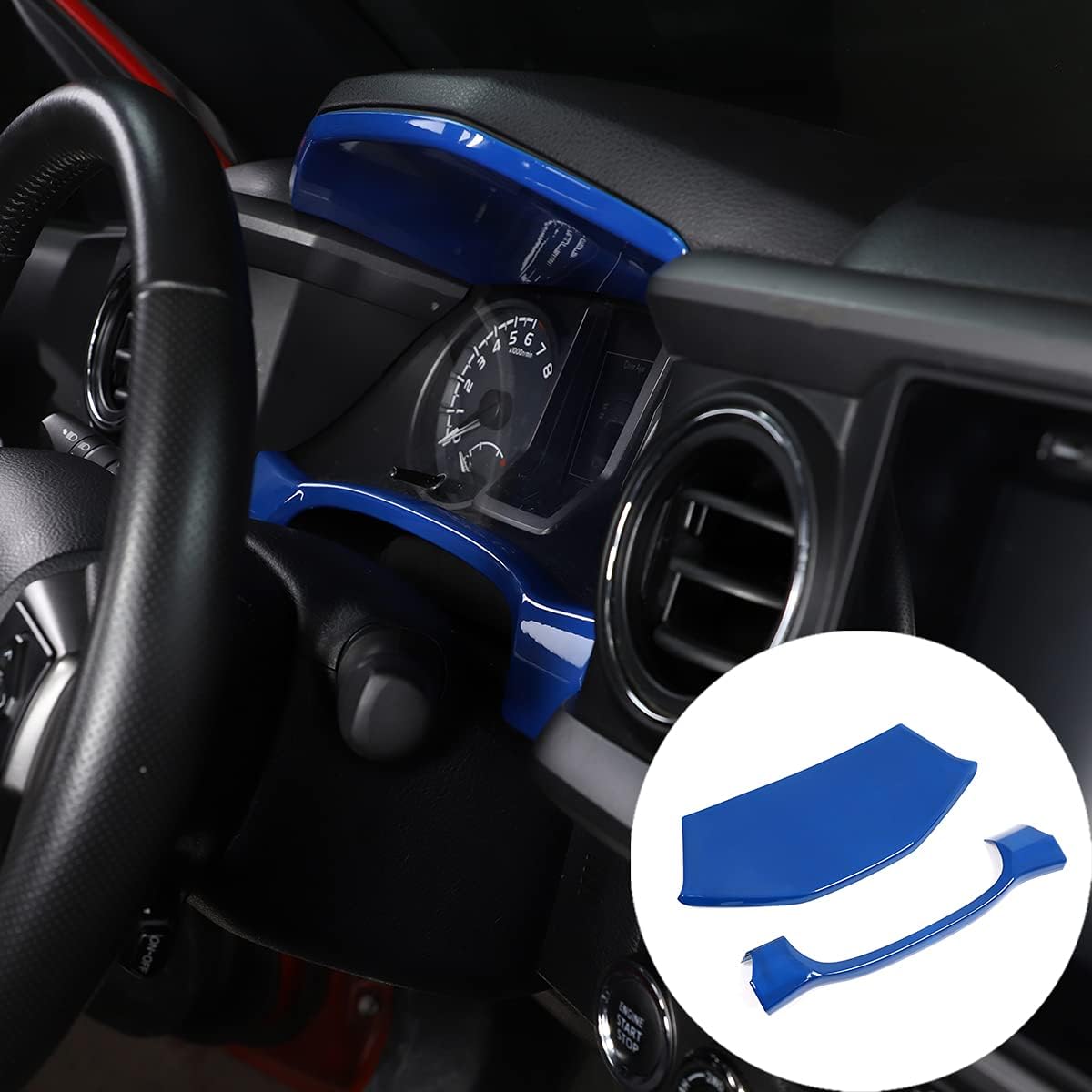 Car ABS Inner Look Central Console Dashboard Panel Cover Trim Frame Fit For Toyota Tacoma 2016 2017 2018 2019 2020 2021 2022 2023 (Red)