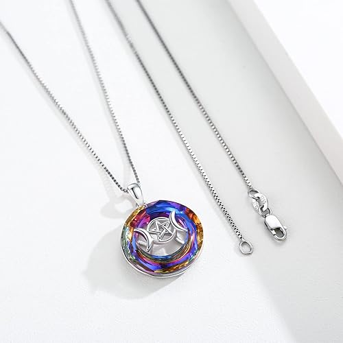 Miniatura 3 de Triple Moon Goddess Necklace 925 Sterling Silver Tree of Life Pendant Necklace Witch Pendant Wiccan Jewelry Gifts for Women Girls