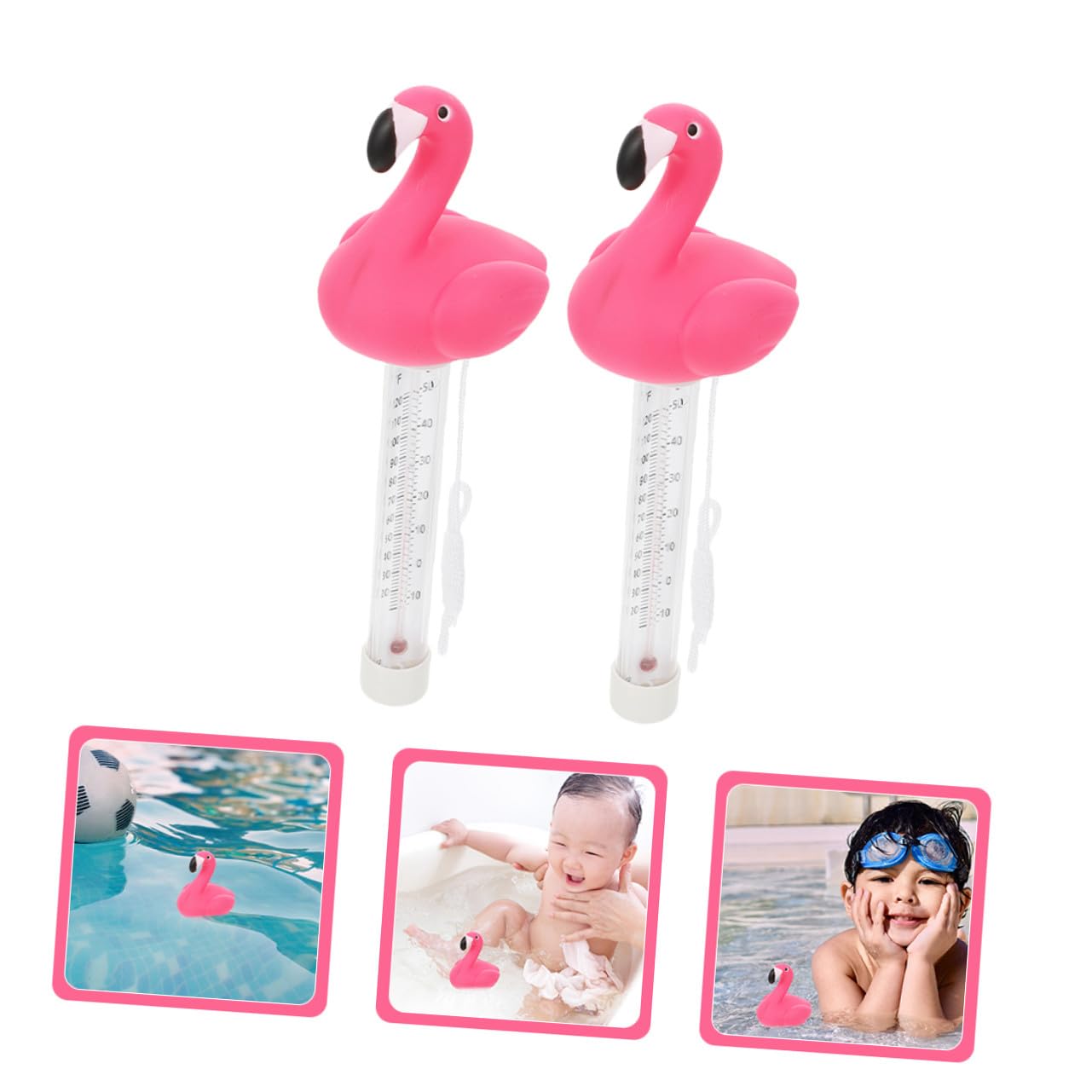 Floating Pool Thermometer 2pcs, Swimming Pool Water Temperature Thermometer Floating Easy Read for Ponds, Baths, Hot Tubs, Outdoor Water Temperature Measuring Tool