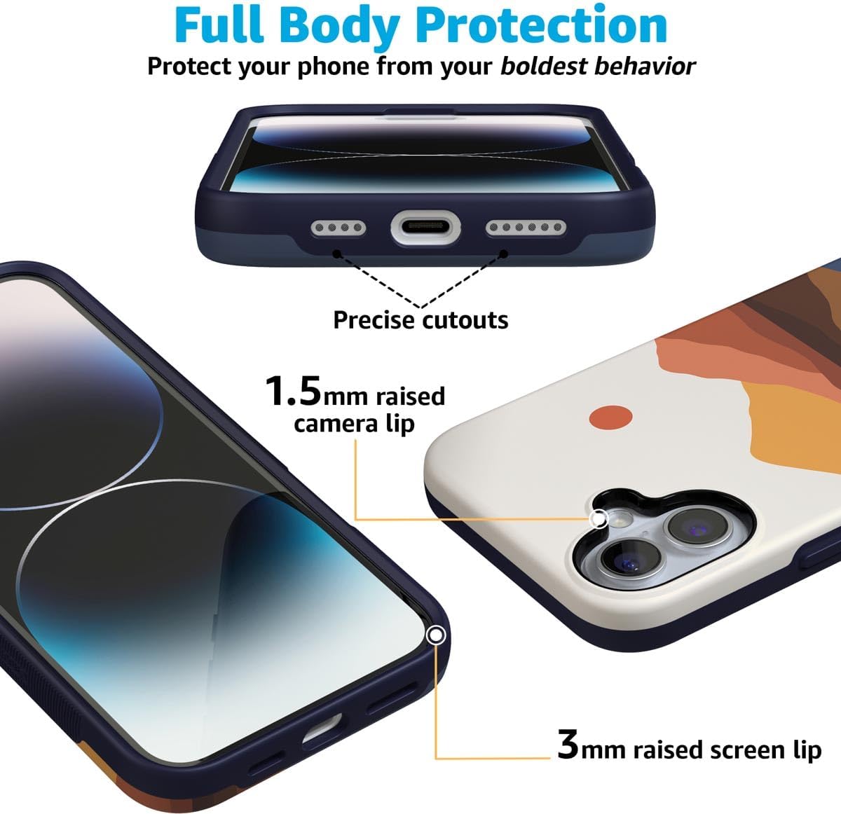 Casely iPhone 16 Case | Opposites Attract | Day & Night Mountains | Bold Protective Design | Compatible with MagSafe