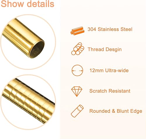 Miniatura 3 de uxcell 4 popotes de metal reutilizables, de acero inoxidable de 9.5 pulgadas para batido, té de burbujas, bebida fría (0.5 pulgadas de ancho, recto,