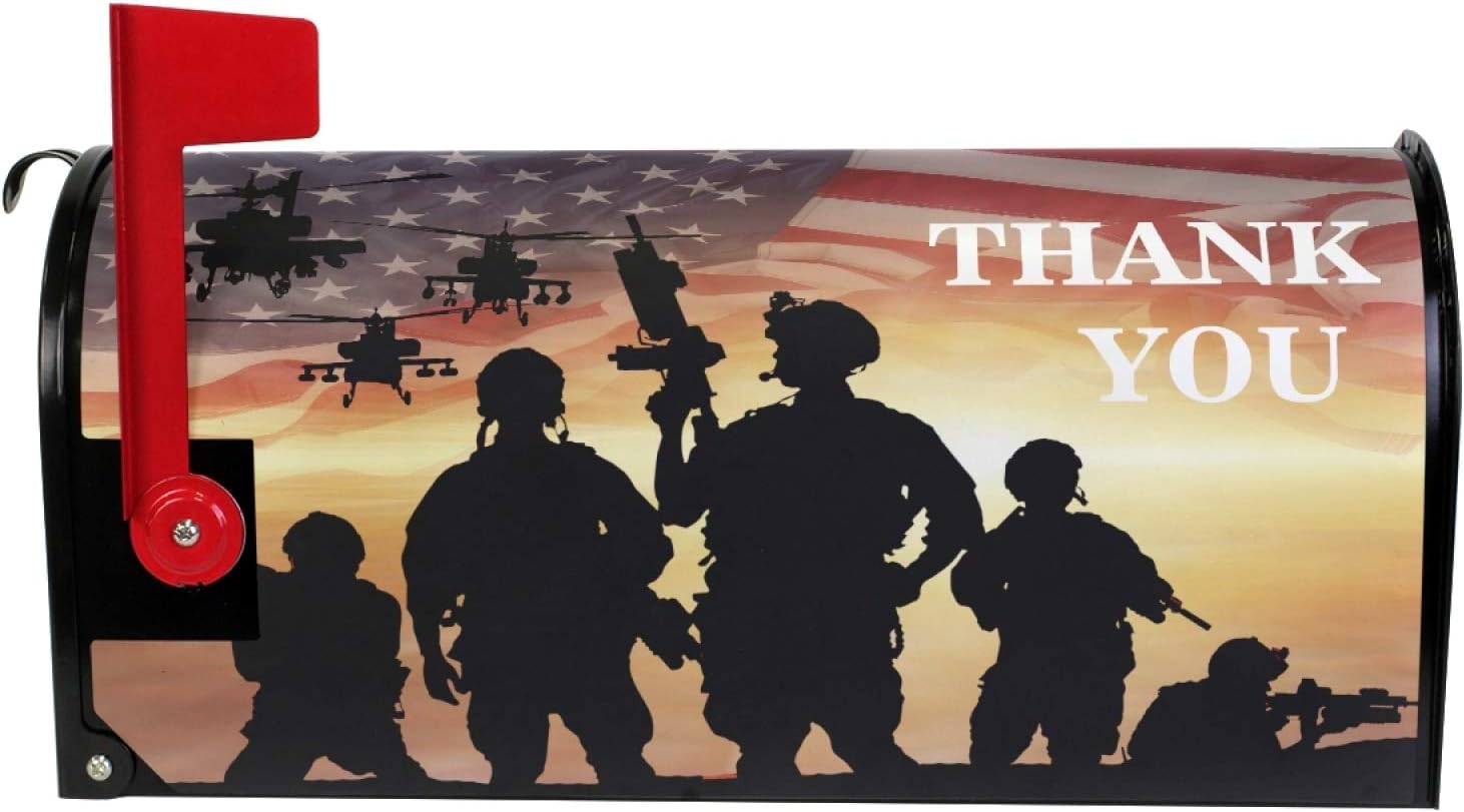 Kcldeci United States USA Flag Magnetic Mailbox Cover MailWraps American Military Soldiers Eagle Independence Day Mailbox Covers Wraps Post Box Large Size 25.5¡±(L) x 20.8¡±(W)