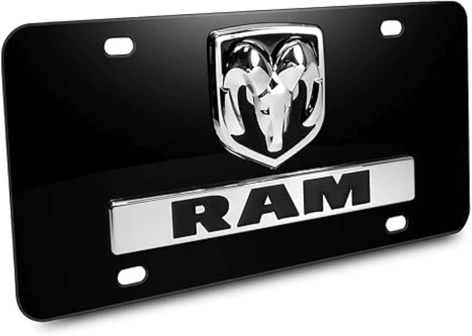 Au-TOMOTIVE GOLD, INC. Officially Licensed Dual OEM Logo License Plate for RAM (Black)