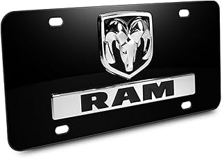 Au-TOMOTIVE GOLD, INC. Officially Licensed Dual OEM Logo License Plate for RAM (Black)
