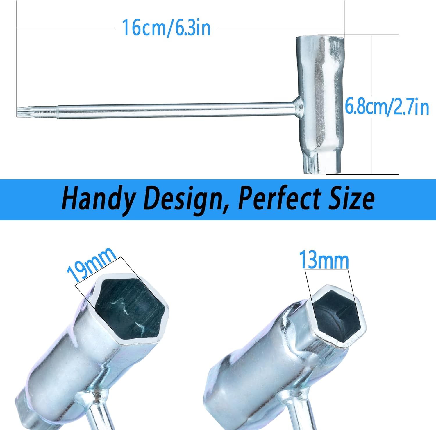 2pack 13mm x 19mm Combination Screwdriver Wrench Set, Chainsaw Scrench Adjustment Tool, Socket Wrench for Spark Plug