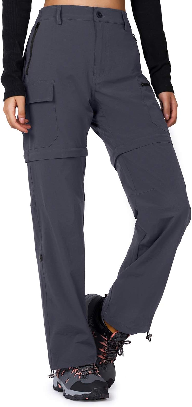Women's-Hiking-Pants-Convertible Quick-Dry-Stretch-Lightweight Zip-Off Outdoor Pants with 5 Deep Pockets