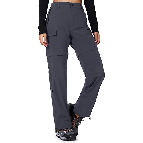 Cycorld Women's-Hiking-Pants-Convertible Quick-Dry-Stretch-Lightweight Zip-Off Outdoor Pants with 5 Deep Pocket