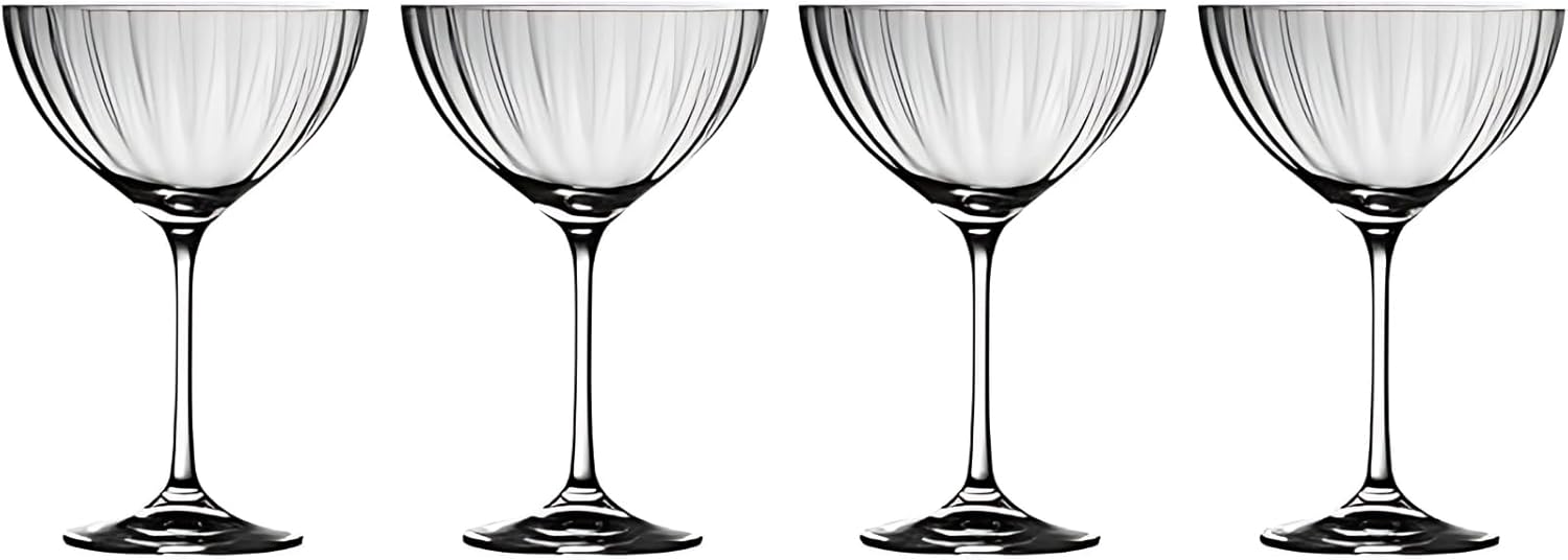 Galway Crystal Erne Saucer Champagne (Set of 4) Martini Glasses, Transparent