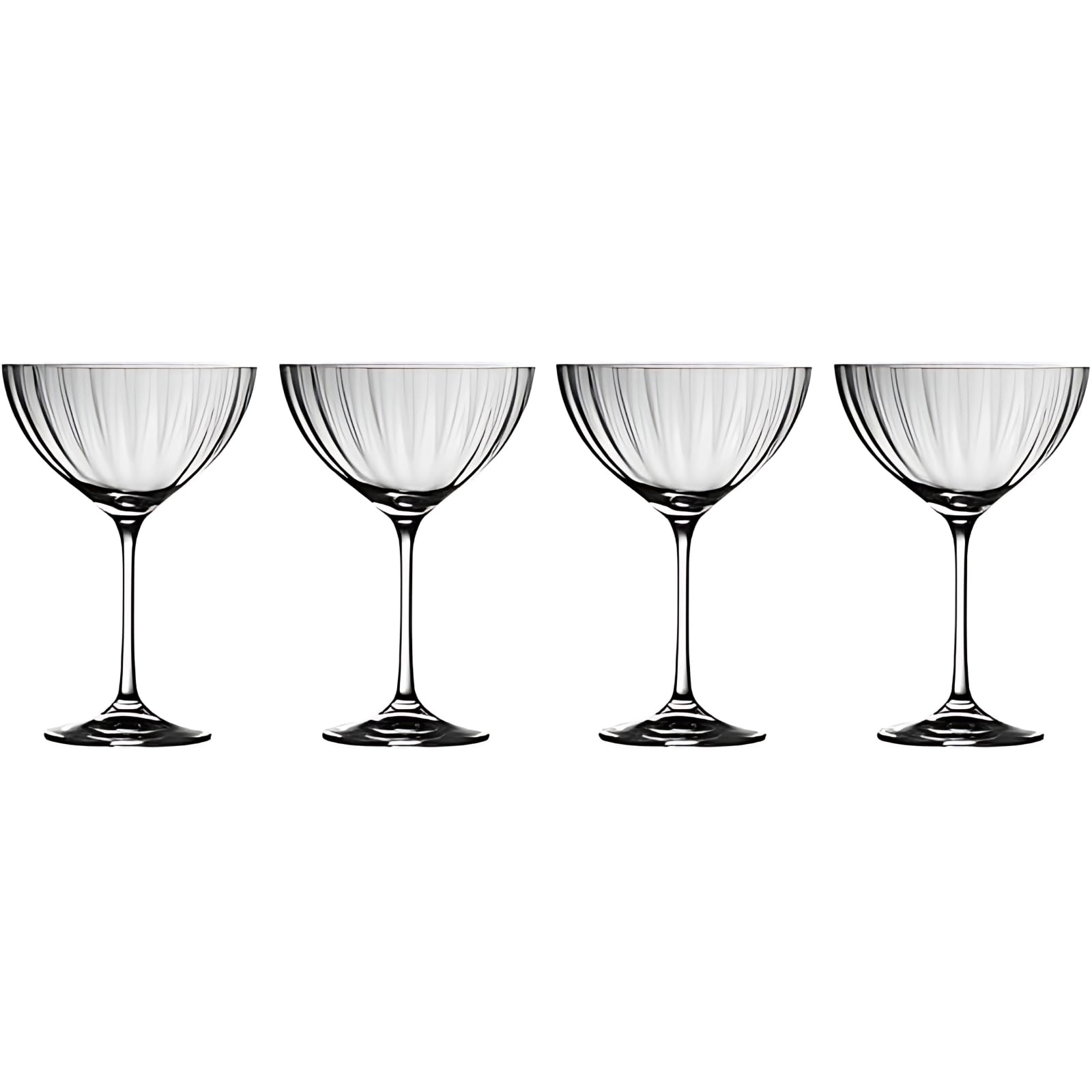 Galway Crystal Erne Saucer Champagne Set of 4 - Clear Glassware - Set of 4 Glasses