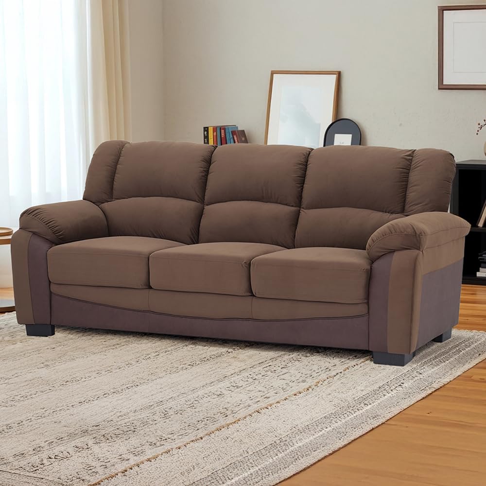 Royaloak Muar Malaysian Fabric 3 Seater Sofa| Fabric Upholstery | Dual Tone Design | Plush Armrest | High Backrest | Tufting Design | Super Soft Cushions | Malaysian Collection-image-19