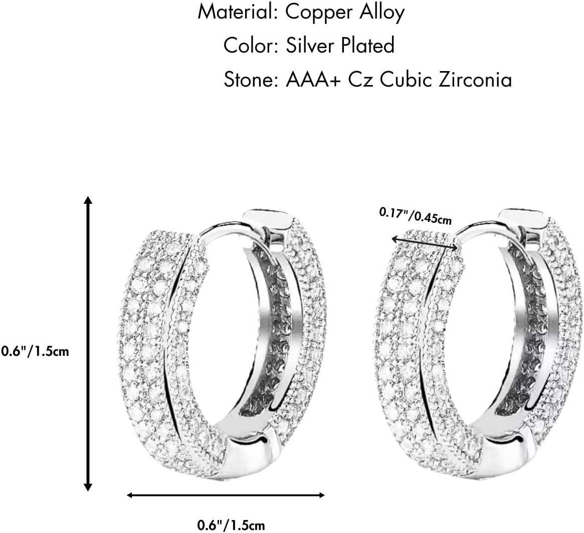 QueenBee 14K Gold Plated Huggie Hoop Earrings for Women – Sparkling Double Row Cubic Zirconia Small Hoops, Hypoallergenic Pave Leverback Earrings, Trendy Jewelry Gift for Her