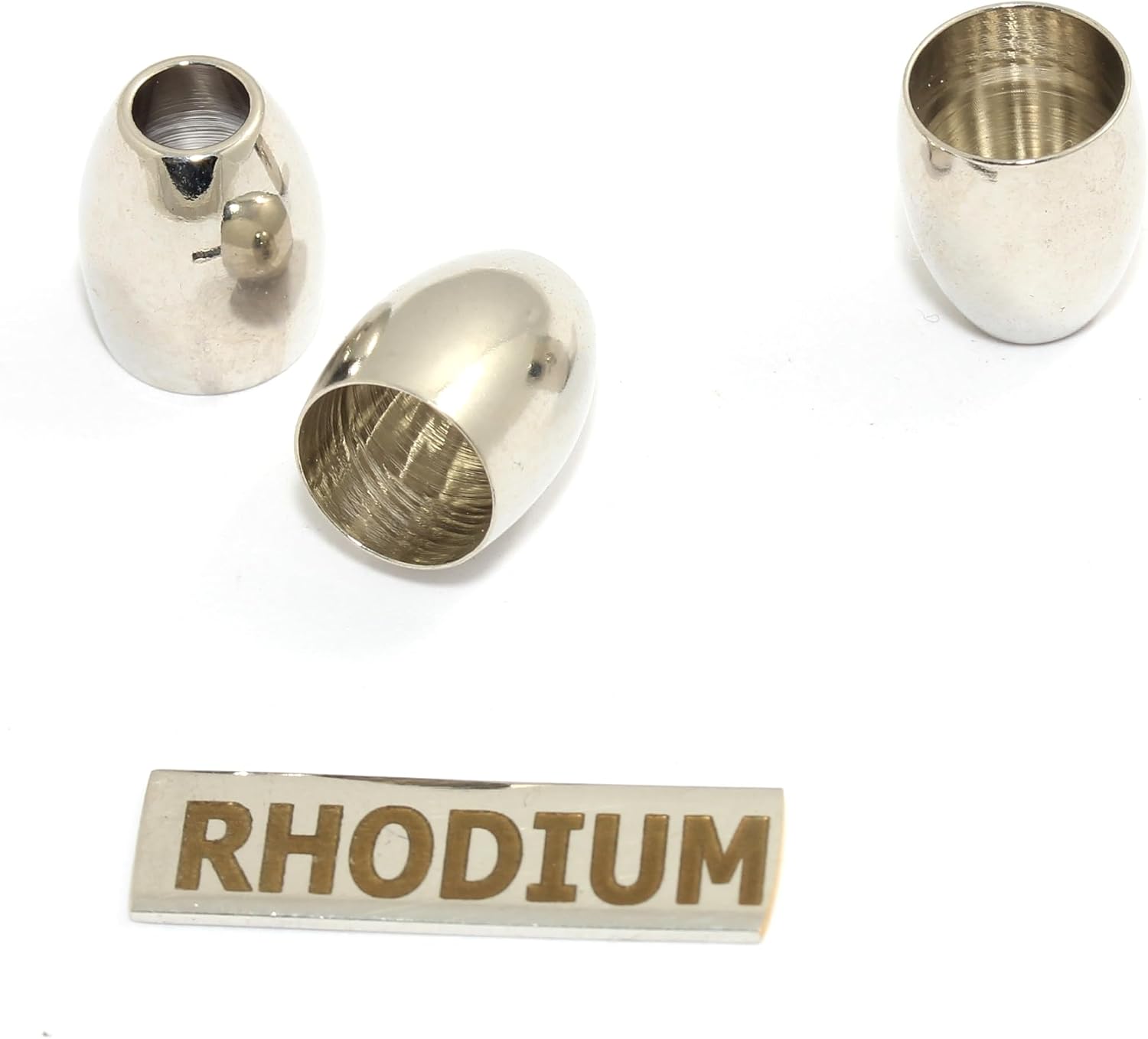 Silver End Caps 5/15/30/50 pcs, Rhodium Plated Cord End Tips 12x10mm, Cone Caps for Leather and Jewelry Making (50)