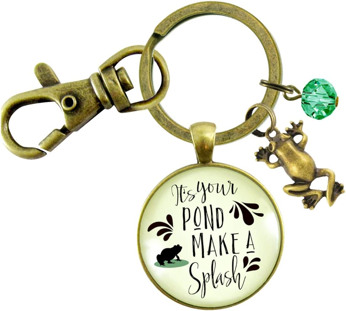Gutsy Goodness Inspirational Tropic Theme Keychain Handmade Bronze Fashion Womens Jewelry Key Ring Fob Purse Clip Gift Box