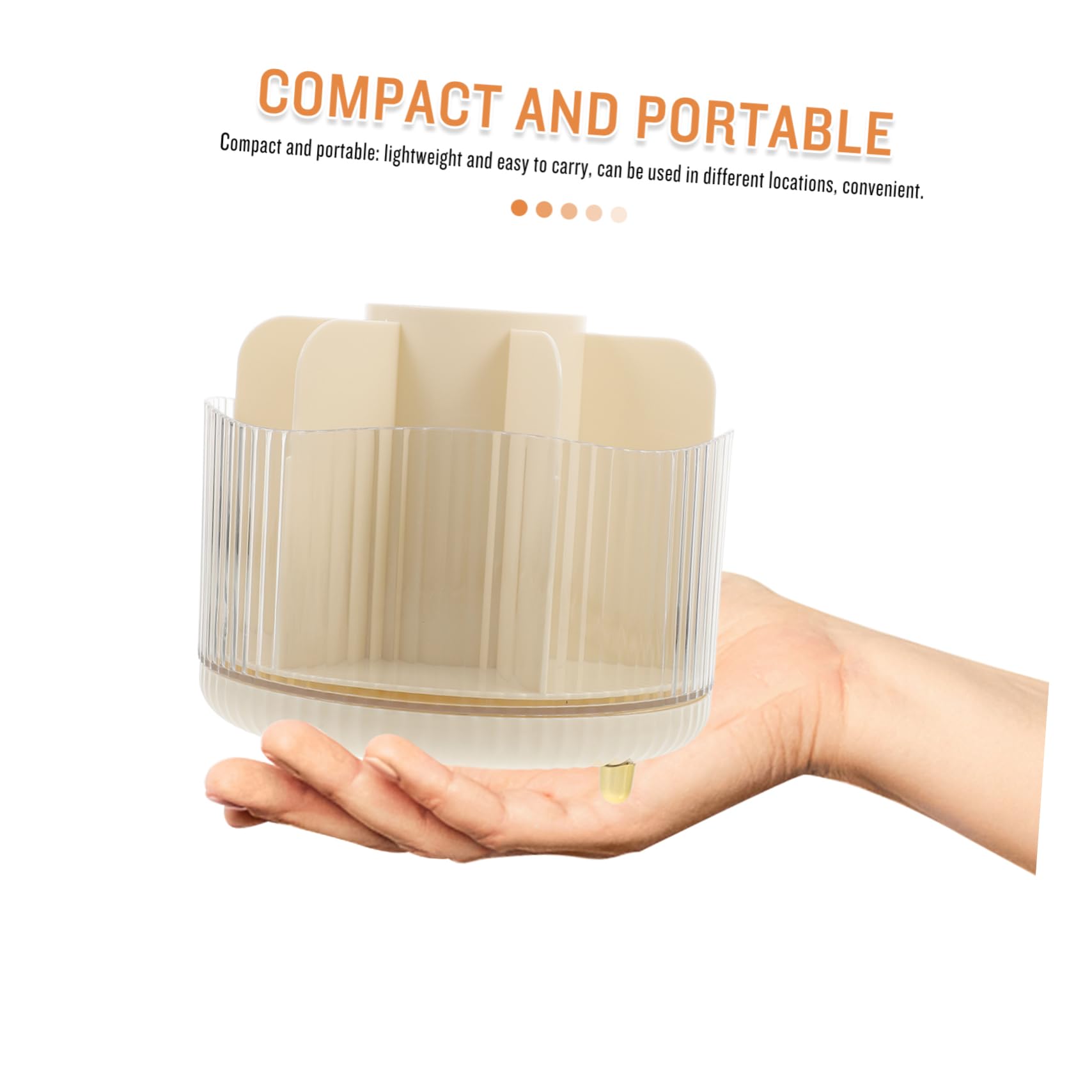 Organizer Girevole per Pennelli Trucco in Pet Beige, Grande | Design Scomparti, Leggero e Rotante a 360 Gradi, per Ufficio e Decorazione Scrivania