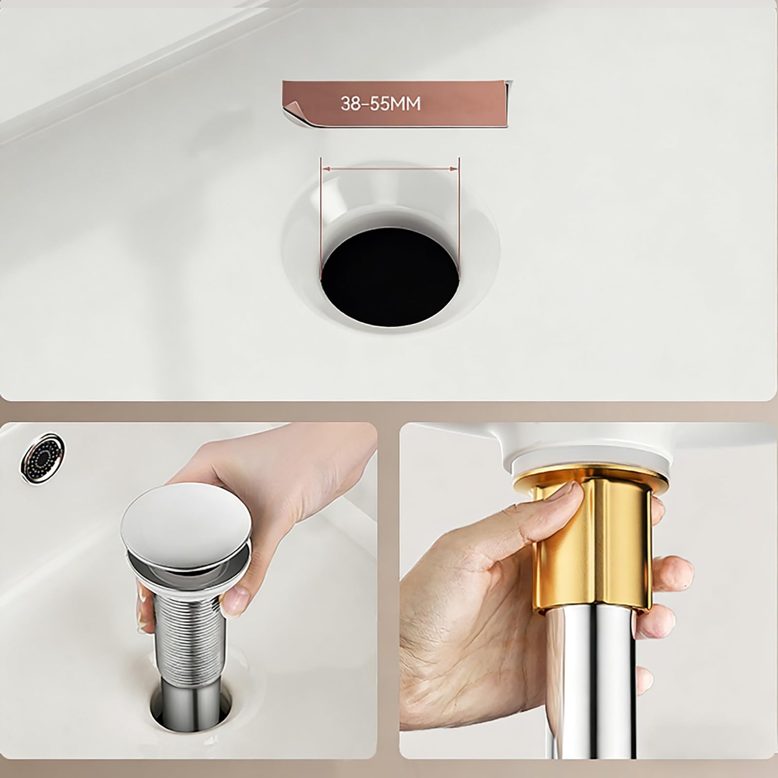 Sifon Lavabo con Rebosadero y Válvula Click Clack Lavabo Regulable en Altura Tubo Flexible Desague Lavabo Fregadero Kit de Desagüe Desague Lavabo