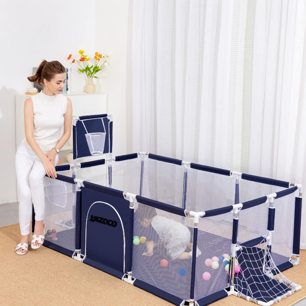 YAZOCO Box Bambini Maglia Traspirante Recinto Per Bambini Con Telaio da Basket Giochi Neonato Interno o Esterno