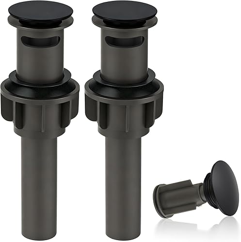 Miniatura 20 de Drenaje de fregadero de baño sin desbordamiento, tapón emergente ARCORA de oro cepillado para fregadero de recipiente con botón de clic