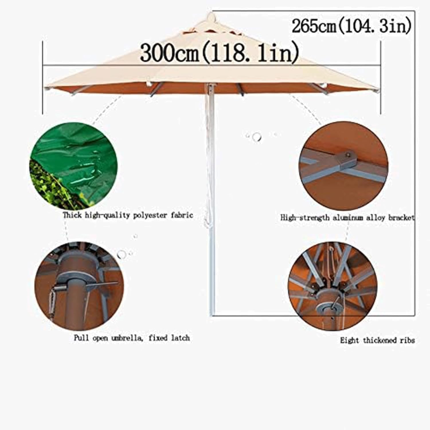 Nowoczesny Parasol Ogrodowy Stop Aluminium 8 Żeberek Parasol Zewnętrzny Z Tkaniny Patio Plażowy Marmurową Podstawą Balkon Plażowy
