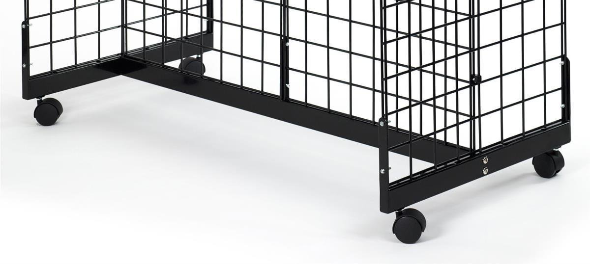 Only Garment Racks 2' x 6' Grid Panel Floorstanding Display Fixture with Gondola Base. Black