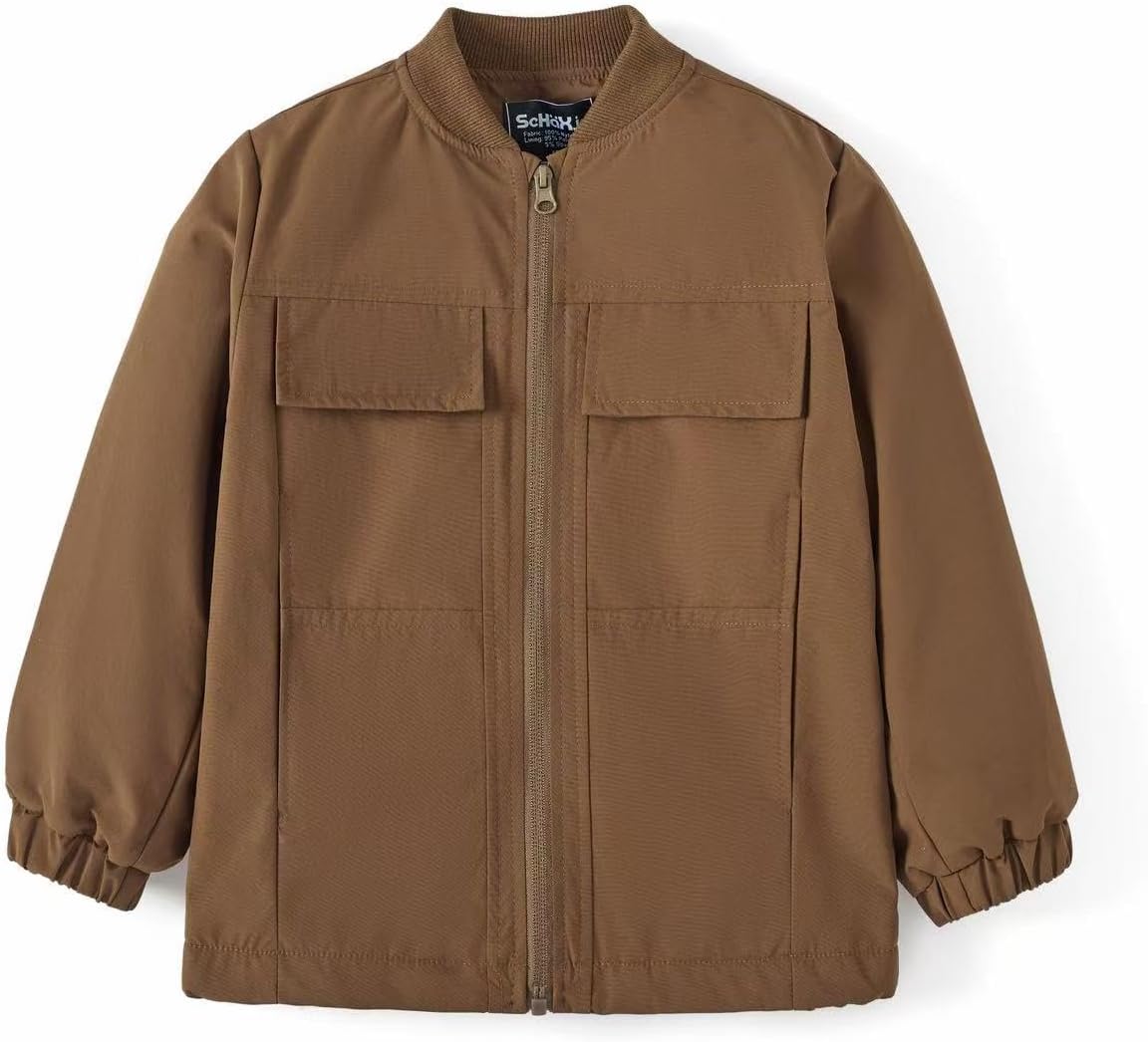 Boy's Fleece Bomber Jackets Boys Fall Winter Zip Up Lightweight Jacket