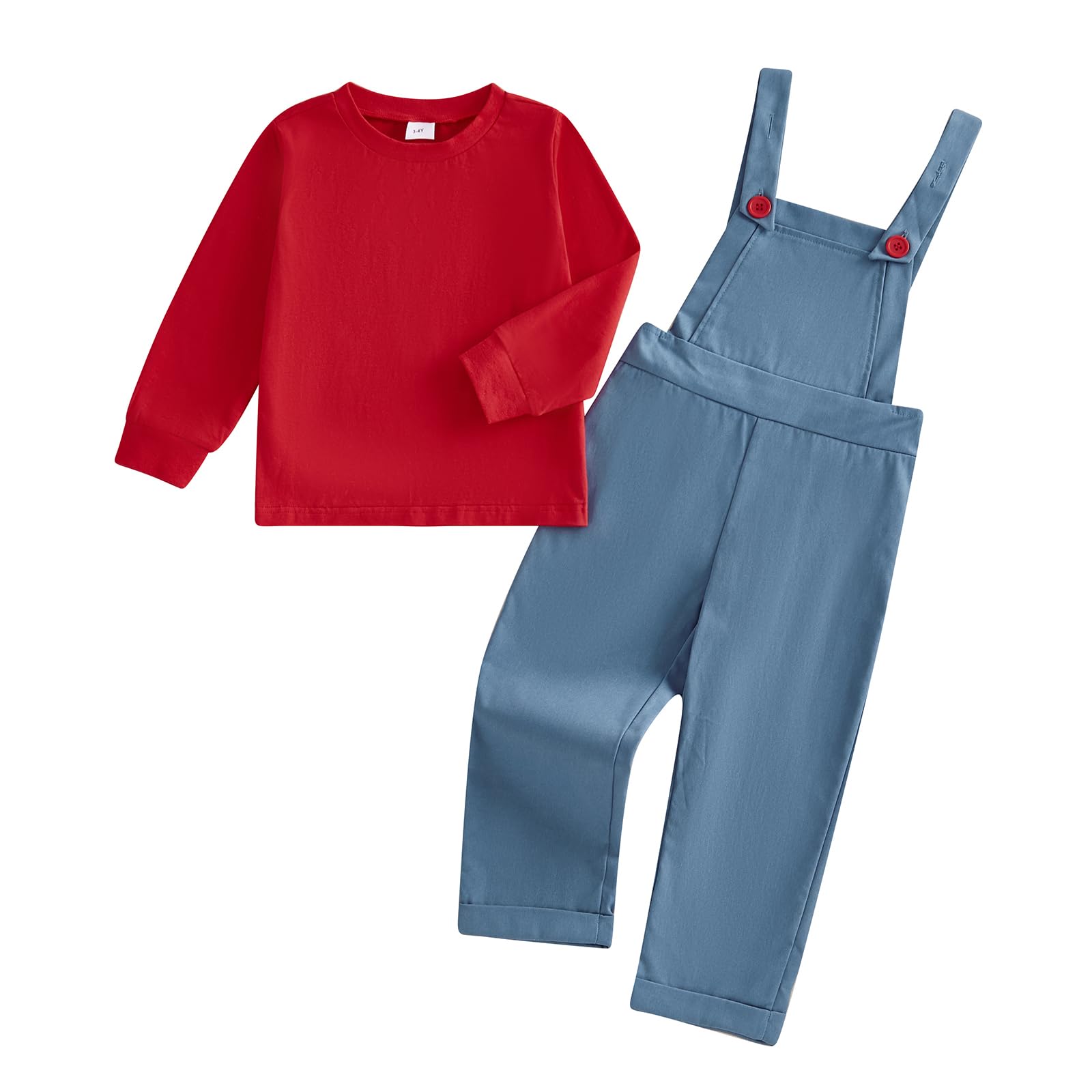 Halloween Costume for Kids Long Sleeve Striped Tops Suspender Pants Overalls Toddler Baby Cospaly Outfit (A-Red Blue, 4-5T)
