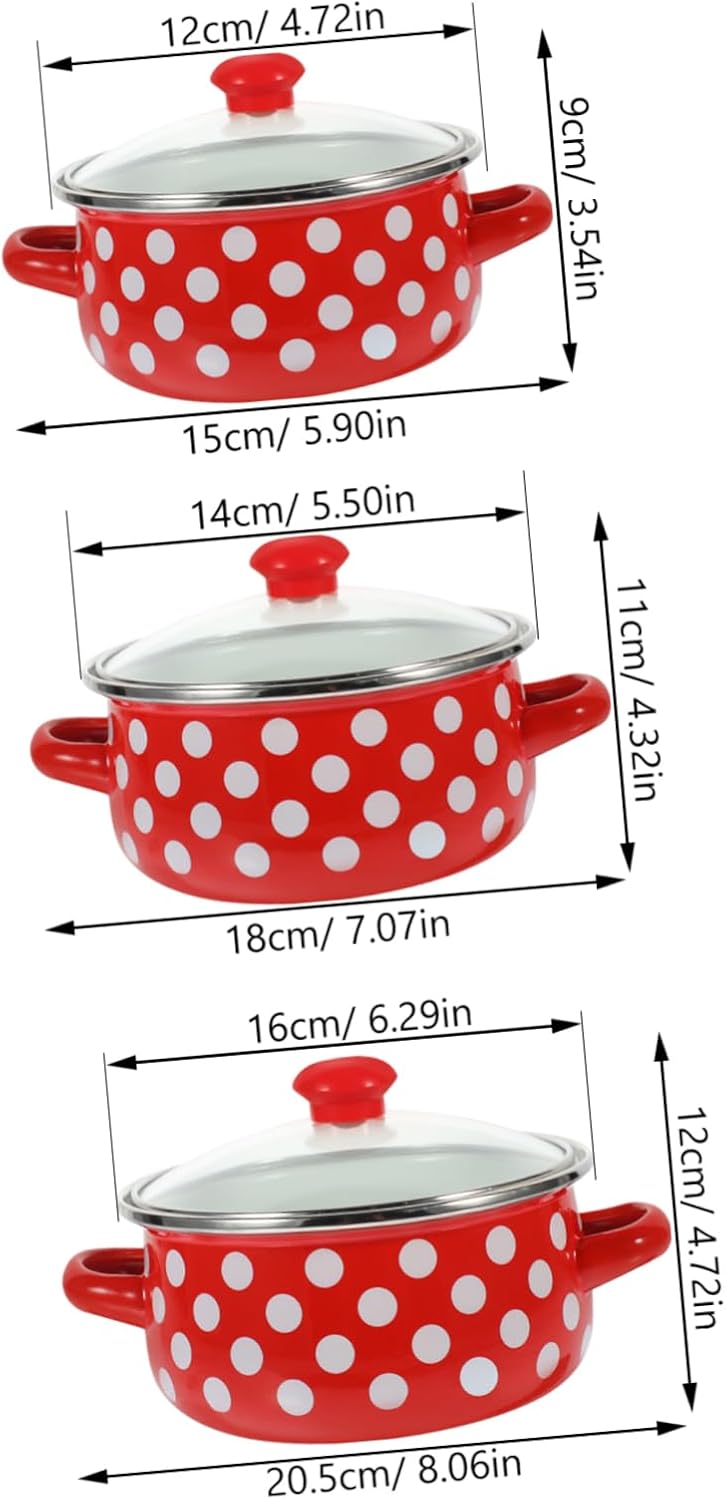 1 Set Enamel Cooking Pot Set with Lid Vintage Mini Soup Pot for Versatile Cooking Portable Design for Everyday Use for Noodles Stews and More