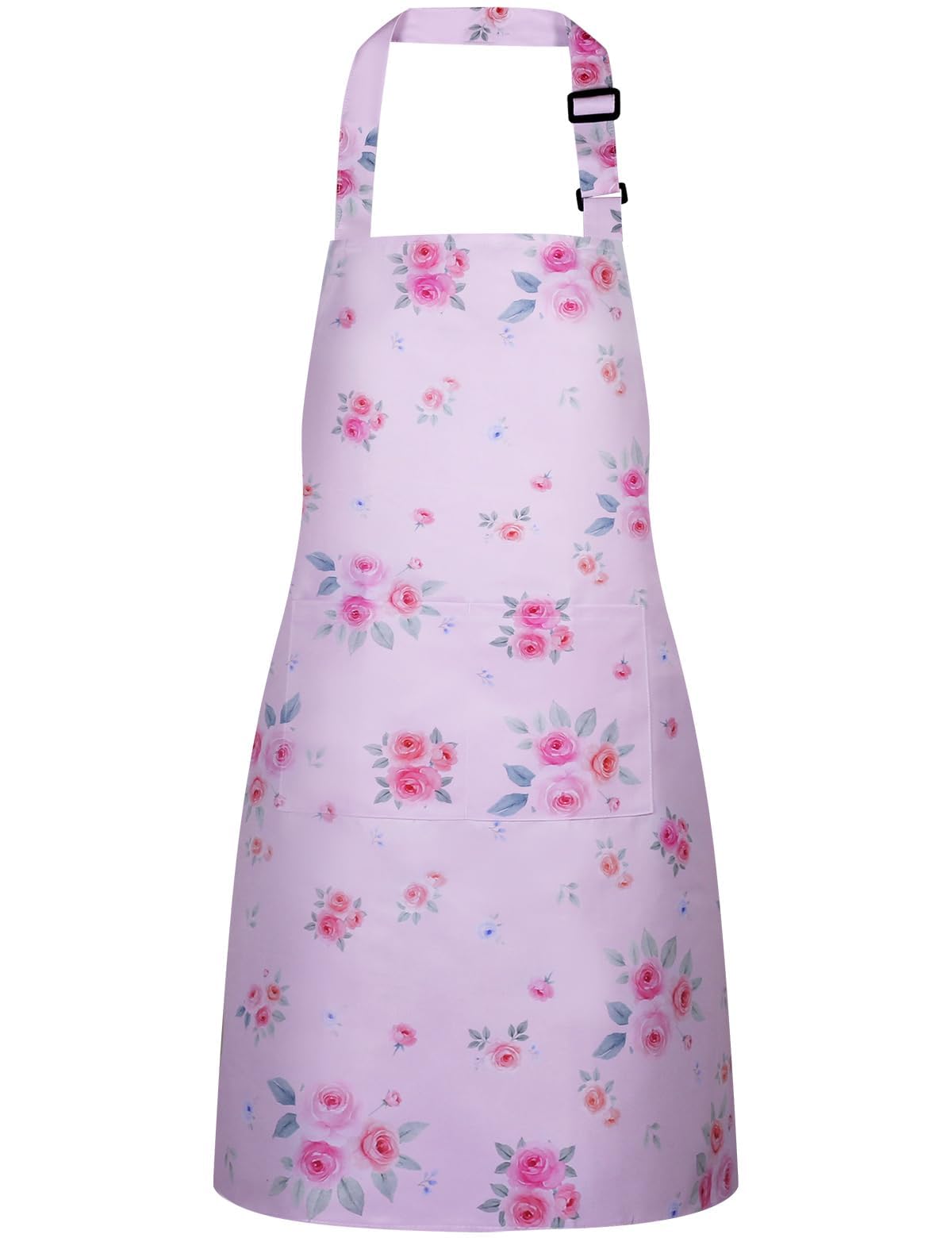 DASHUAIGE Floral Aprons for Women, Adjustable Apron with 2 Pockets, Vintage Flowers Aprons for Cooking Home Kitchen Restaurant (Pink)