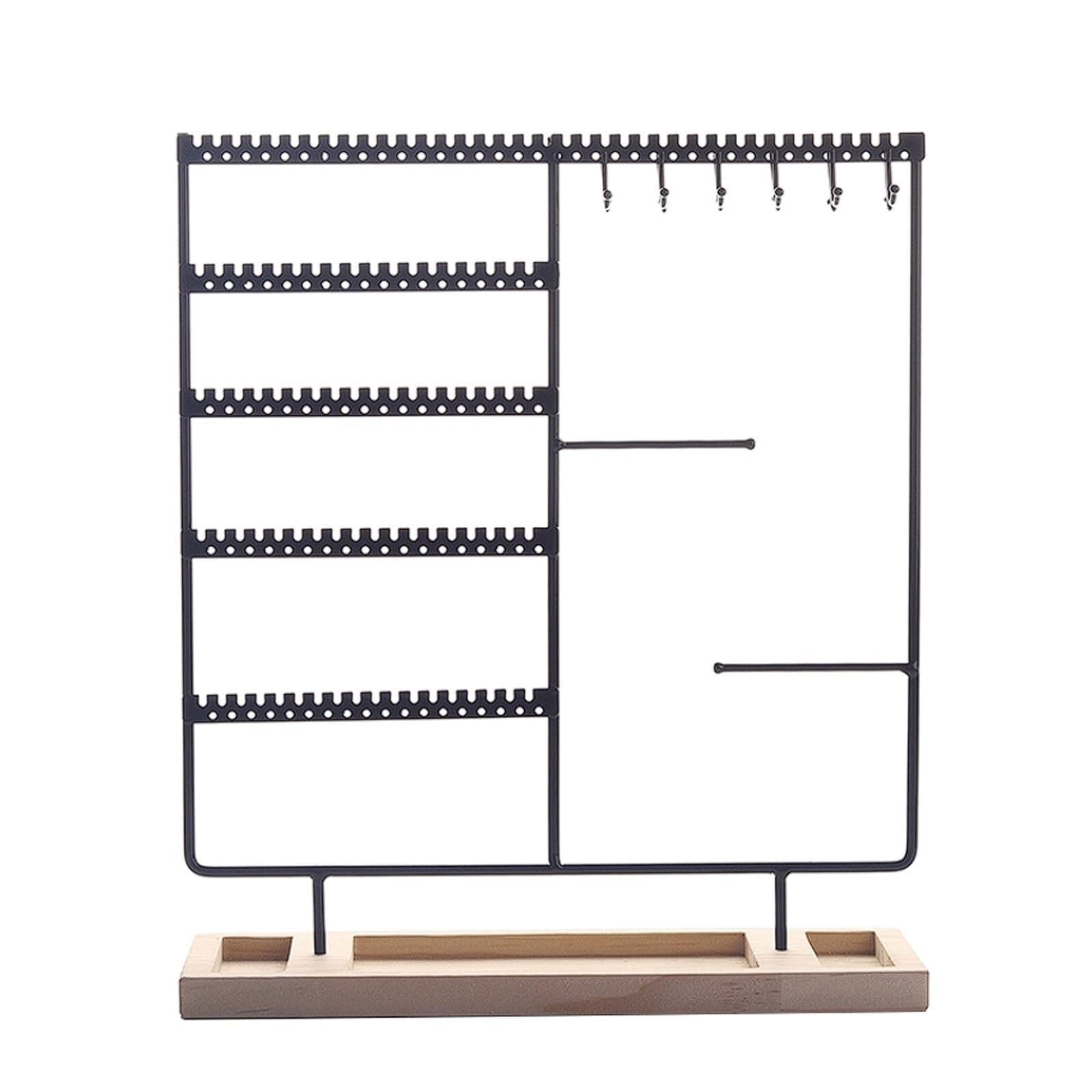 WxuuLTGJR 5-Tier Jewelry Display Stand Iron Jewelry Easel Stand Hooks Necklace Tower Rack Ring Organizer Tree Grooved Earring Showcase Holder