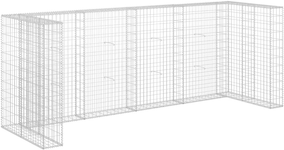 Gabion Wall Garbage Bin Enclosure Galvanized Steel 126"x39.4"x47.2" Durable Outdoor Trash Can Storage Easy Assembly Residential Waste Container Surround